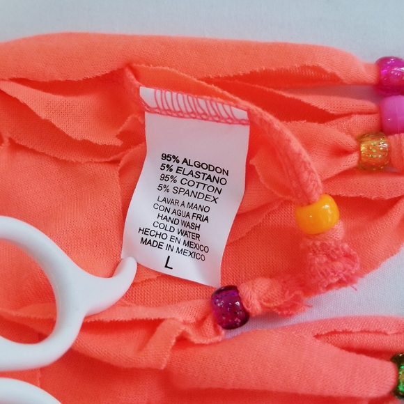 NEW Neon Orange Beaded Fringe Hem Racerback Tank Top / Swimsuit Coverup … - Picture 10 of 10